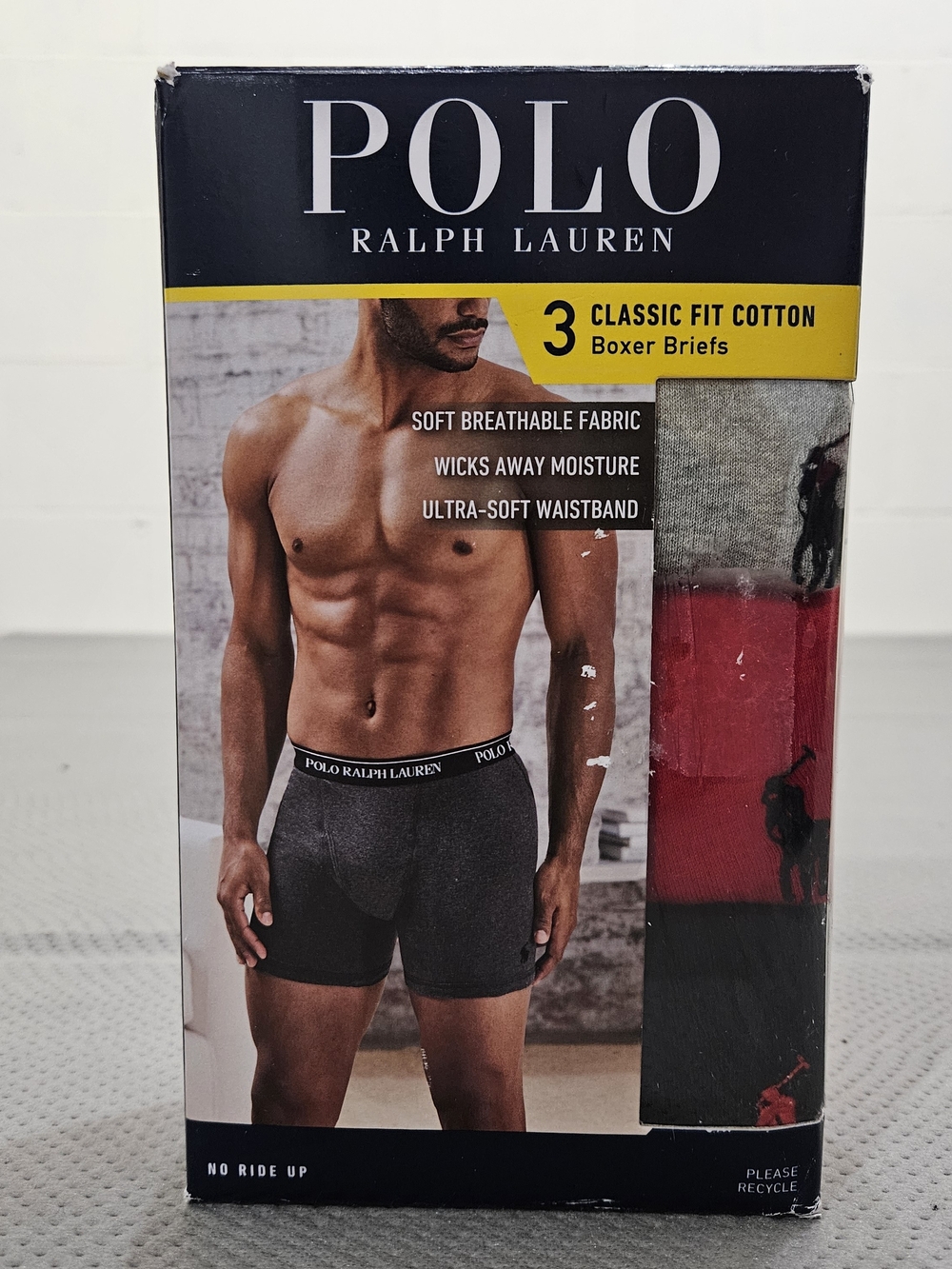 Polo by Ralph Lauren Men's 3-Pack Boxer Briefs - Black, Gray, Red - Size Large - Picture 1 of 3
